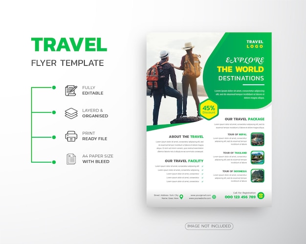 Reizen en tour vakantie corporate agency flyer sjabloonontwerp