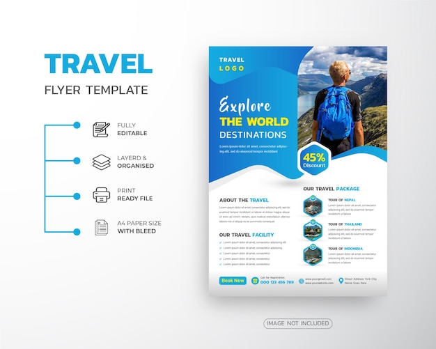 Reizen en Tour vakantie Corporate Agency Flyer sjabloonontwerp