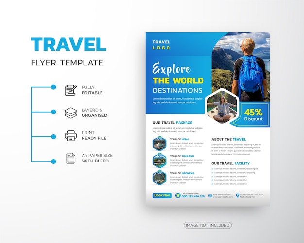 Reizen en Tour vakantie Corporate Agency Flyer sjabloonontwerp
