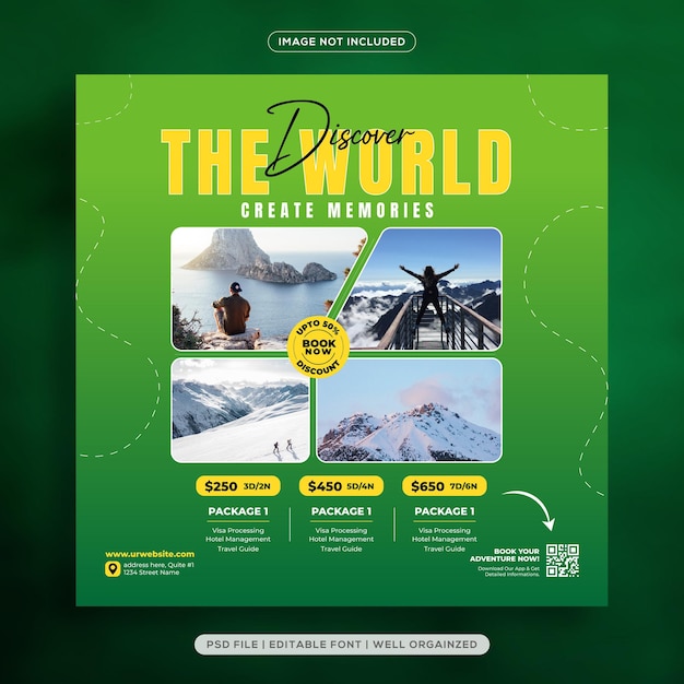 Reizen en Tours Avontuur Social Media Post Template