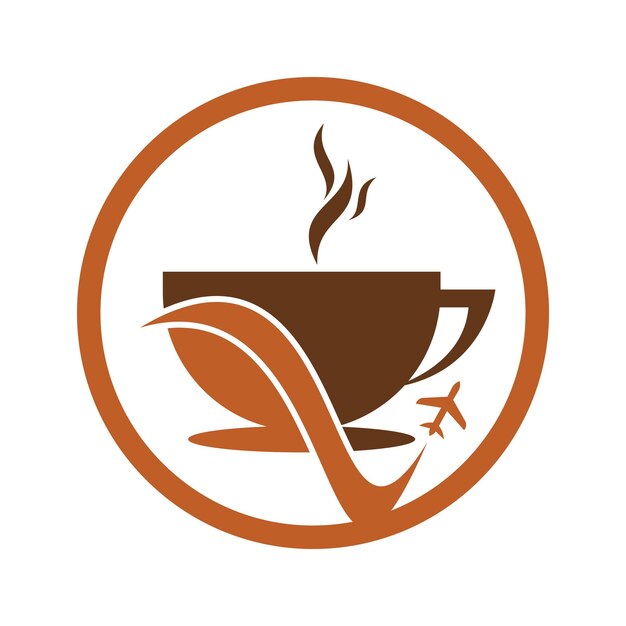 Reizen koffie logo ontwerp illustratie