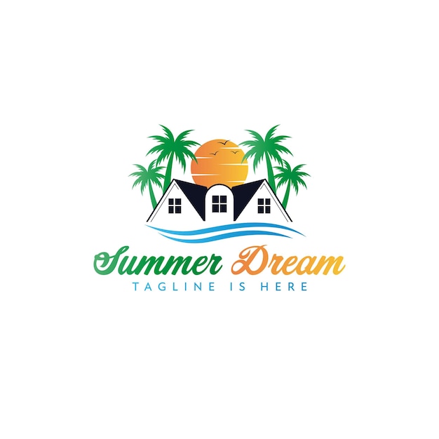 Reizen logo vectorillustratie vakantie logo ontwerp zomer reizen logo ontwerp