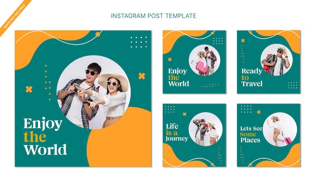 Reizen naar de wereld instagram posts collectie