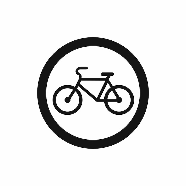 Reizen per fiets is verboden verkeersbordpictogram in eenvoudige stijl op een gele achtergrond