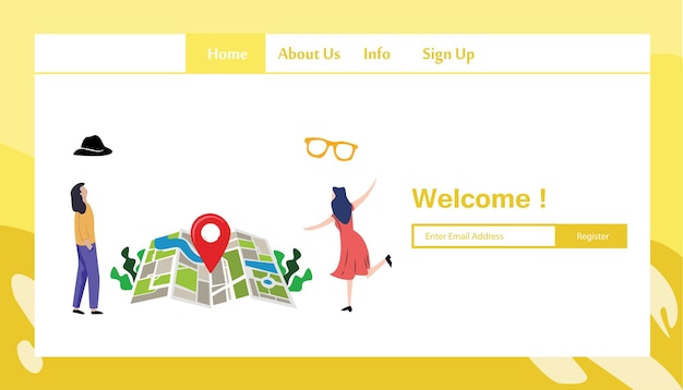 Reizen responsieve website sjabloon bestemmingspagina ontwerp vectorillustratie