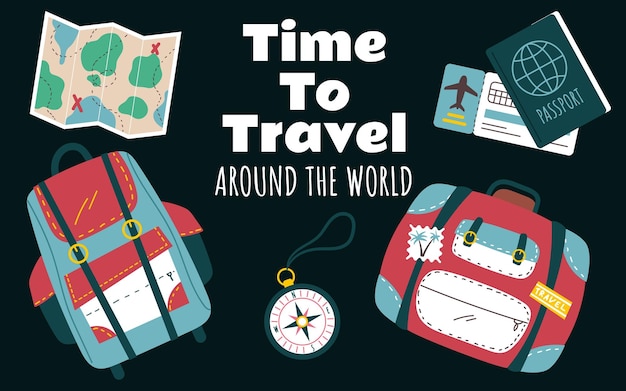 Reizen tijdreis rond de wereld agentschap banner poster abstract concept Vector grafisch ontwerp