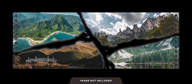 Vector reizen torn foto film frames moodboard mockup