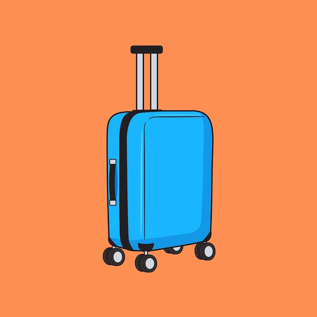 Vector reizen trolley tas illustratie ontwerp blauwe reizen trolley tas geïsoleerd