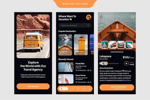 Vector reizende mobiele app ui-ontwerp