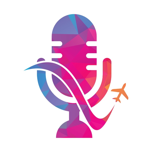 Reizende Podcast vector logo ontwerpsjabloon Reizen toerisme vakantie podcast logo concept