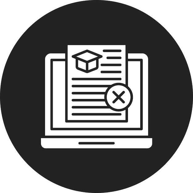 拒否された課題アイコンのベクトル画像は,オンライン教育に使用できます.