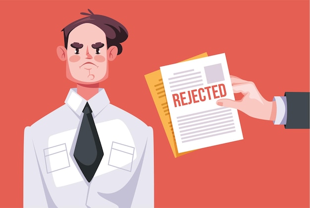 Vector rejected feedback document rejection fail office business worker flat graphic design element