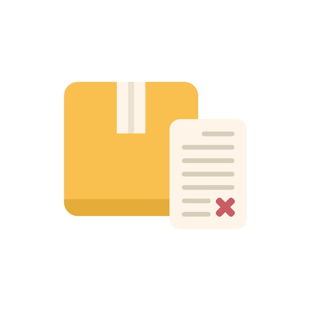 紙箱と誤差のクロスマークのアイコンが付いた文書の配達が拒否されました