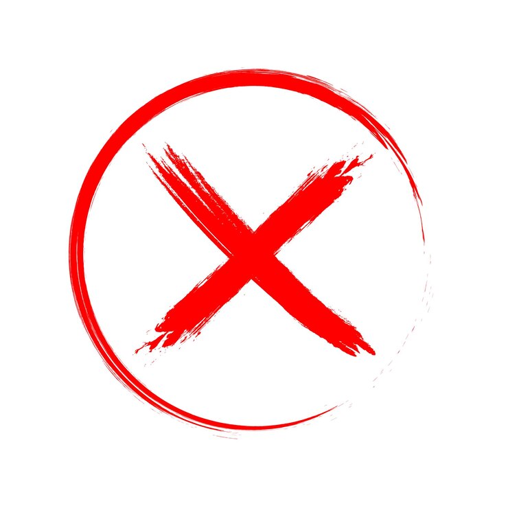 Vector rejected sign in grunge style brush painted sign symbol of error wrong stop and no hand drawn x ma