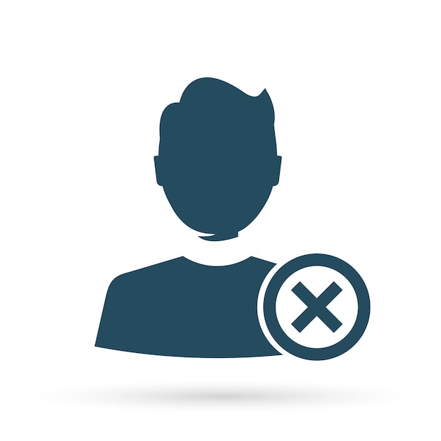 Vector rejected user avatar blocked user person delete contact sign design