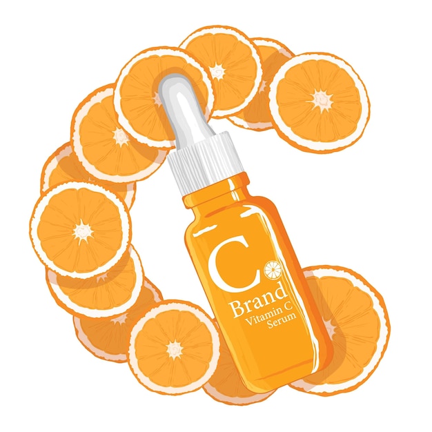 Vector rejuvenate your skin with our vitamin c serum ads highlighting the essence of citrus and the precis