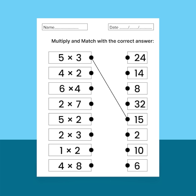 Vector rekenbladen voor vermenigvuldiging voor kinderen.