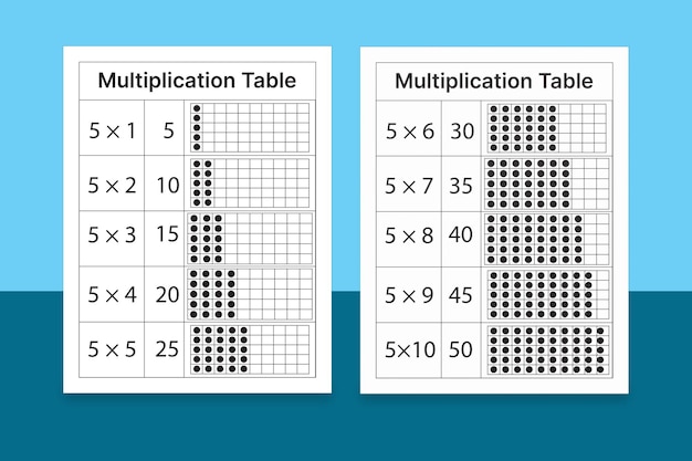 Vector rekenbladen voor vermenigvuldiging voor kinderen.