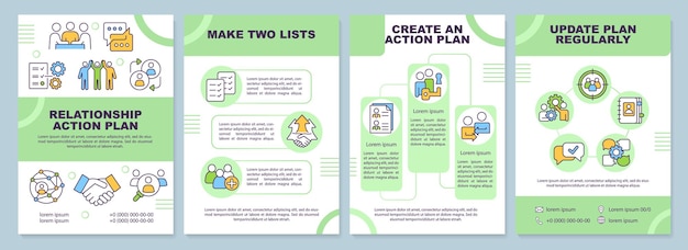 Vettore modello di brochure verde del piano d'azione di relazione