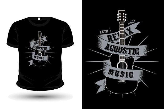 Vector relax akoestische muziek t-shirt met gitaar