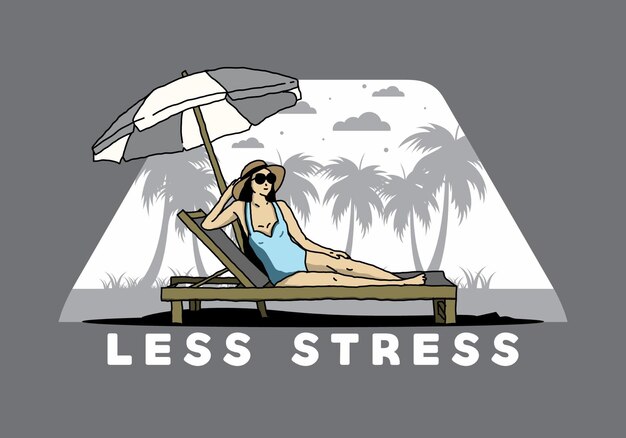 Relax on the beach chair under the umbrella illustration