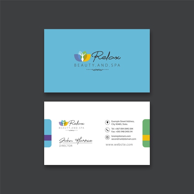 Vector relax beauty and spa business card template with yoga symbol