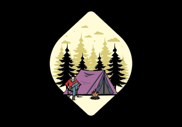 Relax in front of the tent illustration