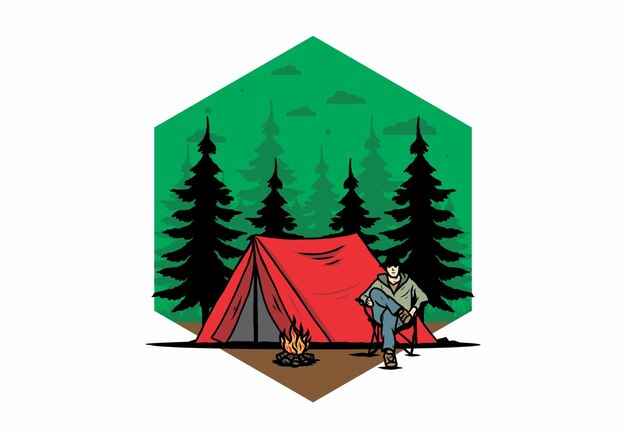 Relax in front of the tent illustration