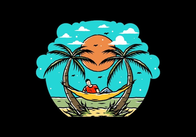 Relax on hammock on the beach illustration