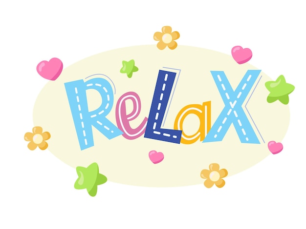 Relax lettering testo design per t-shirt banner stampa di carte decorative per poster web