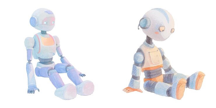 Vector relax robot watercolor vector illustration 8