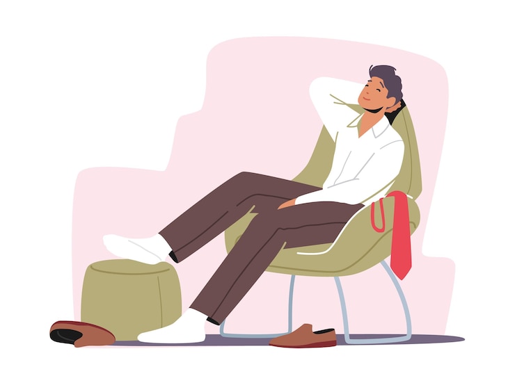 वेक्टर relax sparetime concept. man resting on chair