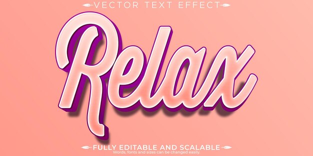 Vector relax text effect editable pink and peaceful customizable font style