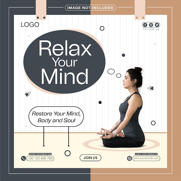 Relax Your Mind social media post template design