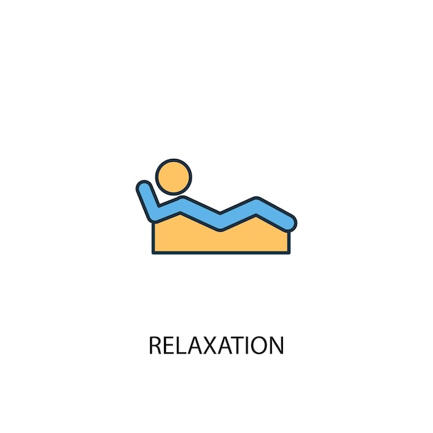 Concetto di relax 2 icona linea colorata. illustrazione semplice dell'elemento giallo e blu. disegno del simbolo del contorno del concetto di rilassamento