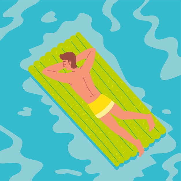 Relaxed man on float bed