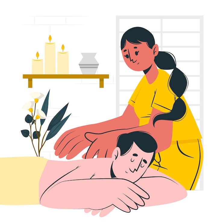 वेक्टर रिलैक्सिंग मसाज कॉन्सेप्ट इलस्ट्रेशन