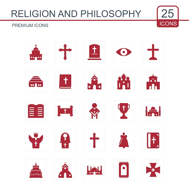 Religie en filosofie pictogrammen rood