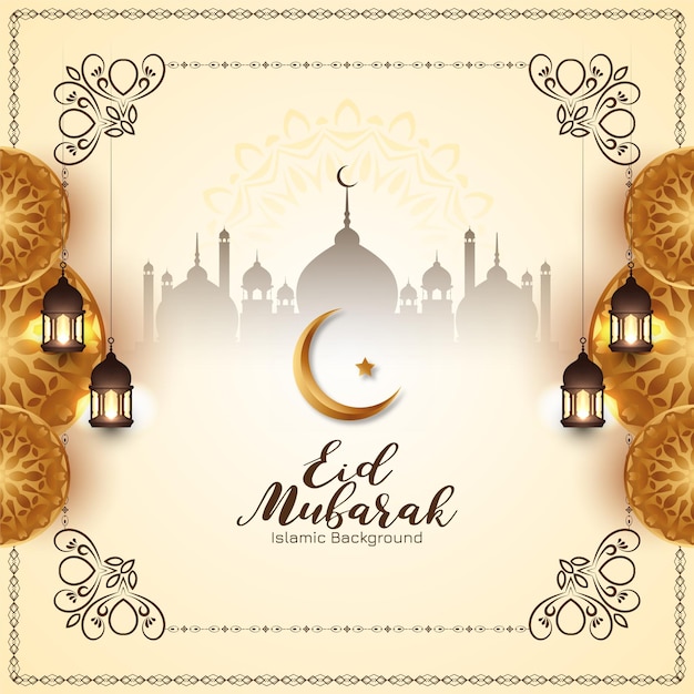 Religieuze Eid Mubarak festival viering Islamitische achtergrond ontwerp vector