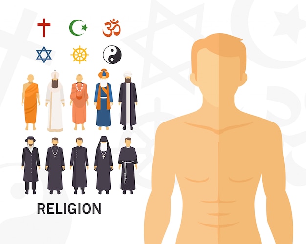 Religion concept background .flat icons