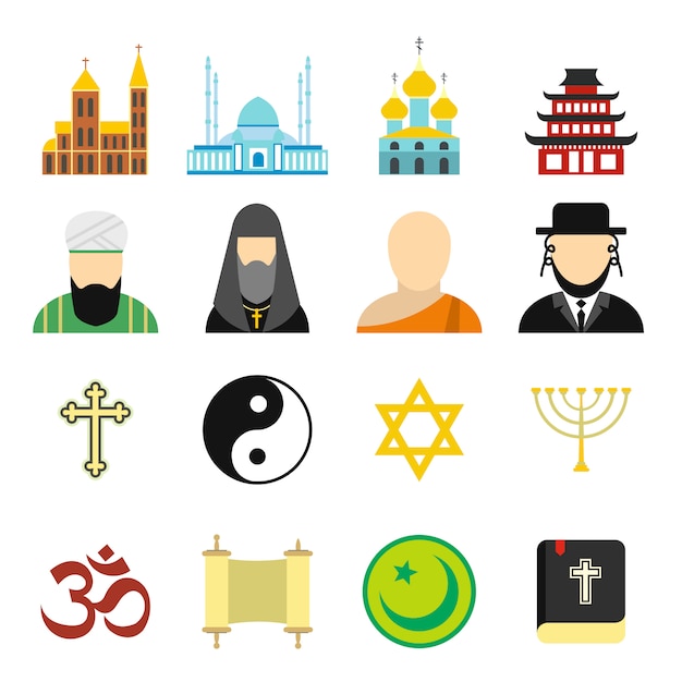 Vector religion flat elements set