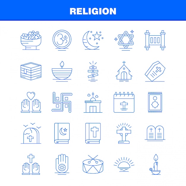 Vector religion line icons set for infographics, mobile ux/ui kit