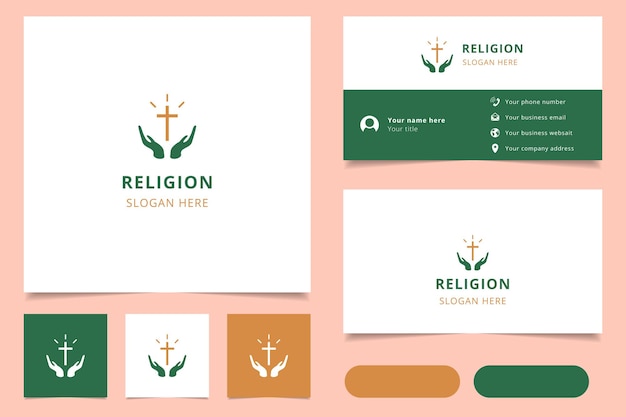 Дизайн логотипа религии с редактируемой книгой брендинга слогана и