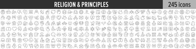 Religion and principles linear icon collection