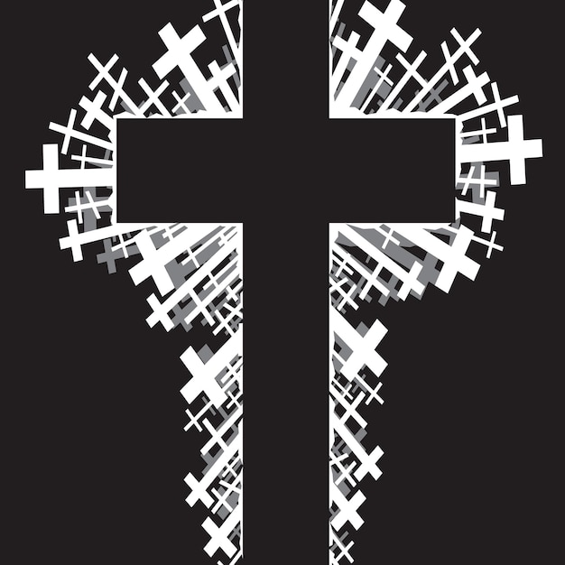 Vector religious cross on black background