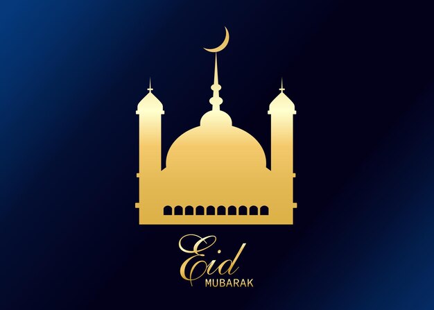 Vector religious eid mubarak banner with islamic mosque design