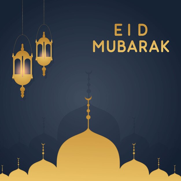 Religious eid mubarak islamic background Free Vector