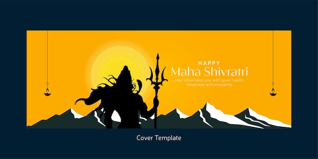 Religious happy maha shivratri hindu festival cover page design template