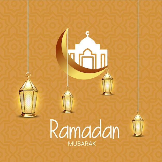 Religious ramadan kareem islamic festival mosque background vector instagram post card