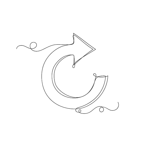 Ricaricare l'icona freccia in cerchio continuo una linea arte decorazione vettoriale simbolo di illustrazione